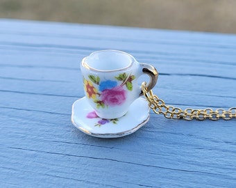Teacup Necklace. Gifts For Her, Gift For Mom, Anniversary Gift. Birthday. Alice In Wonderland.