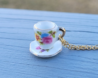 Teacup Necklace. Gifts For Her, Gift For Mom, Anniversary Gift. Birthday. Alice In Wonderland.