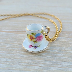 Teacup Necklace. Gifts For Her, Gift For Mom, Anniversary Gift. Birthday. Alice In Wonderland. image 3