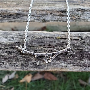Cherry Blossom Necklace. Sakura Branch Necklace, Gift For Wedding, Bridesmaids, Anniversary, Birthday, Christmas. Japanese