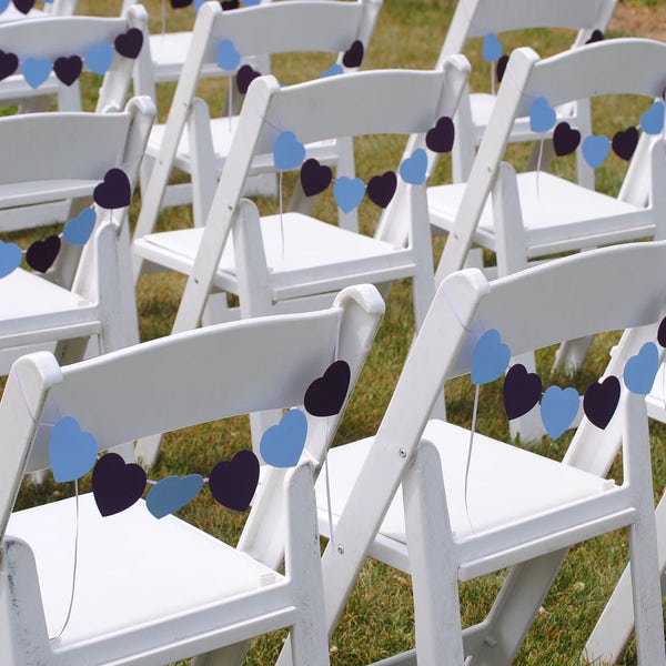 Wedding Chair Garlands. CHOOSE YOUR COLORS!! Heart Chair Decoration, Custom. Whimsical, Elegant, Unique Paper.