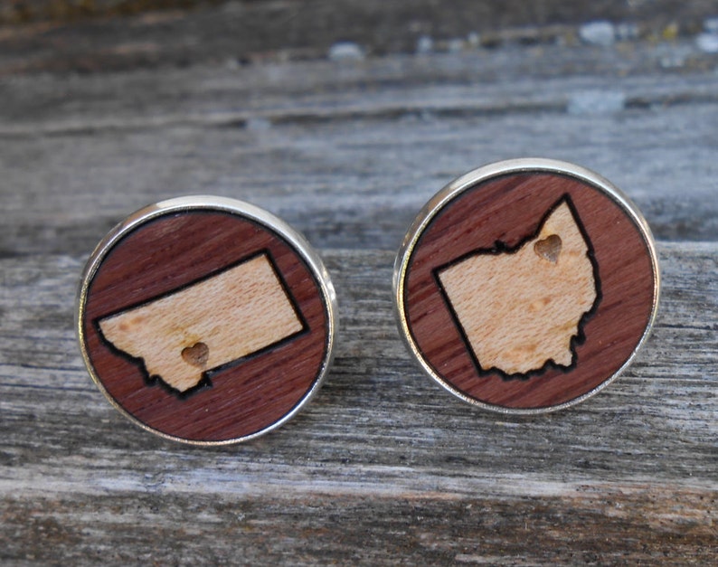 HIS & HERS State Cufflinks. Wood Inlay. Wedding Men's Etsy