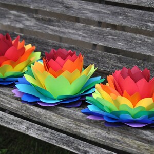 HUGE Dahlia Centerpiece Flowers. 10.5. ROYGBIV. Wedding, Gift, Decoration, Event, Gay Pride, Table Decor, Large Paper Flower image 2