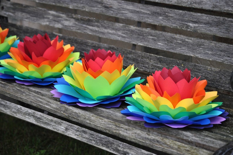 HUGE Dahlia Centerpiece Flowers. 10.5. ROYGBIV. Wedding, Gift, Decoration, Event, Gay Pride, Table Decor, Large Paper Flower image 2