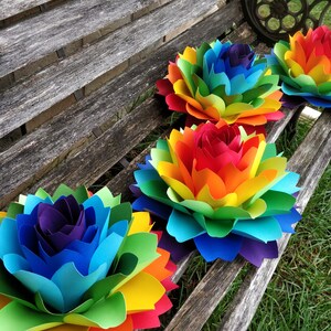 HUGE Dahlia Centerpiece Flowers. 10.5. ROYGBIV. Wedding, Gift, Decoration, Event, Gay Pride, Table Decor, Large Paper Flower image 4