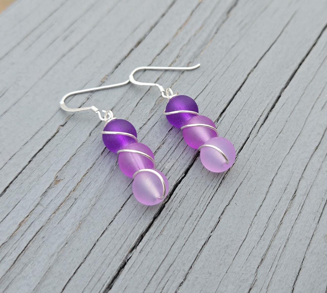Boucles D'oreilles Pendantes Violet Et Rouge - Fantaisie Tendance Pour Soirée