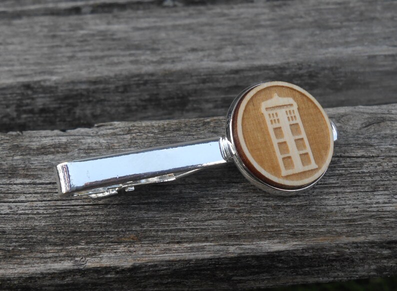 Police Box Tie Clip Steampunk Custom Orders Welcome Groom Wedding Men Tie Tack Groomsmen Gift Laser Engraved Tie Bar Dad