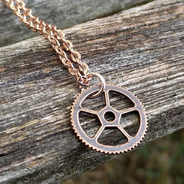 Silver Gear Necklace Etsy