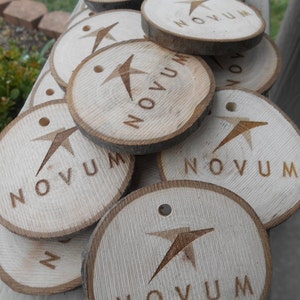 25 Rondelles en bois personnalisées « VOTRE LOGO ». Gravure laser, LOGO, monogramme, lettre. Pendentif, Collier
