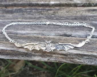 Bat Necklace. Halloween, Costume Necklace, Gothic Necklace, Anniversary Gift. Birthday. Bat Choker, Halloween Choker