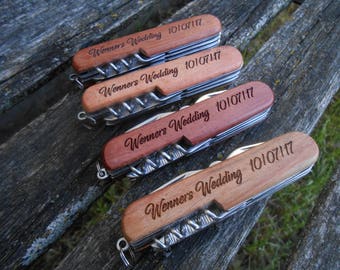 Customized Pocket Knives, Laser Engraved Wood. Wedding, Men's, Groomsmen Gift, Dad, Anniversary. Knife