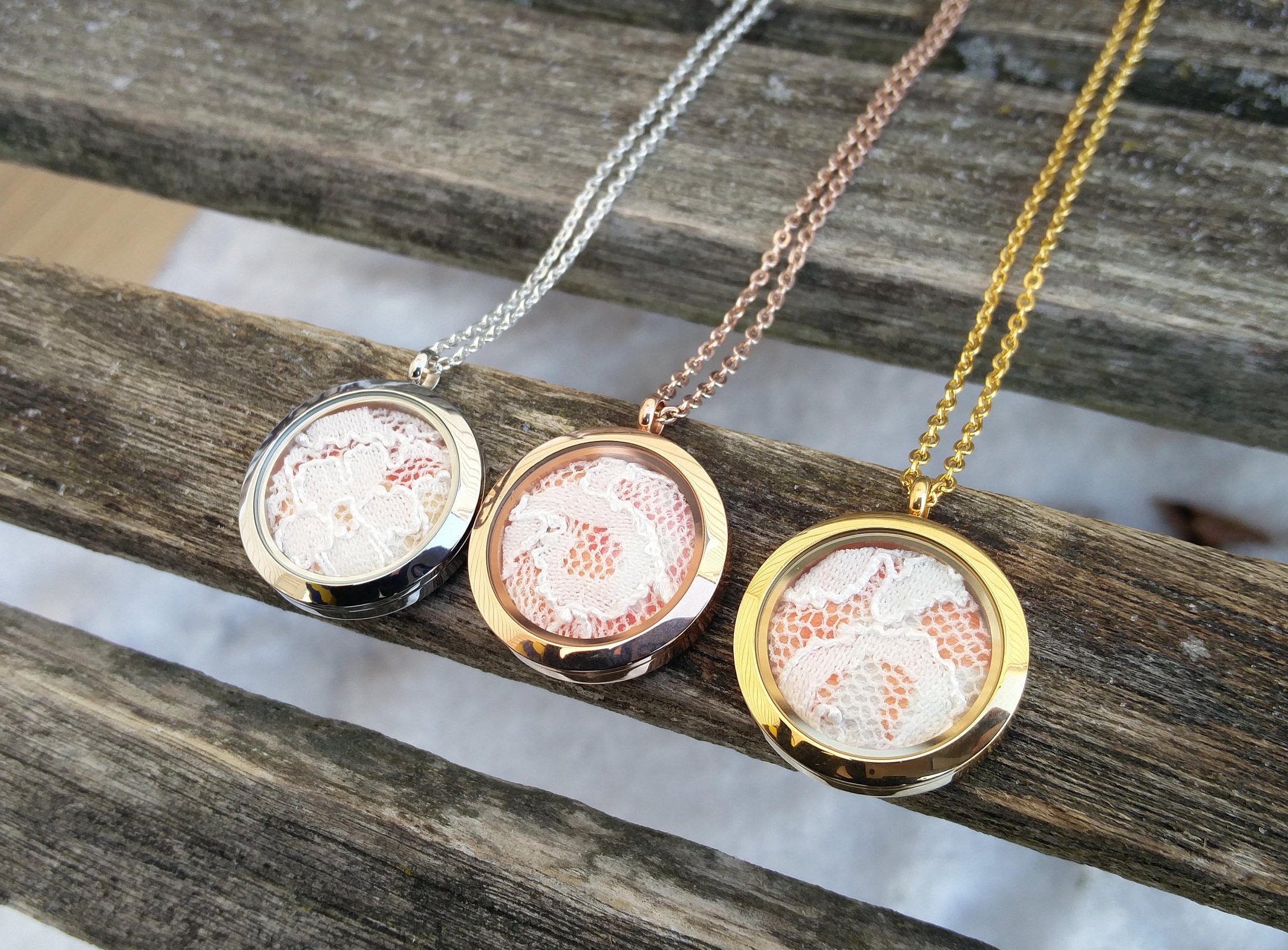 Wedding Dress Lace Locket Necklace. Bridesmaid Gift Mother of | Etsy