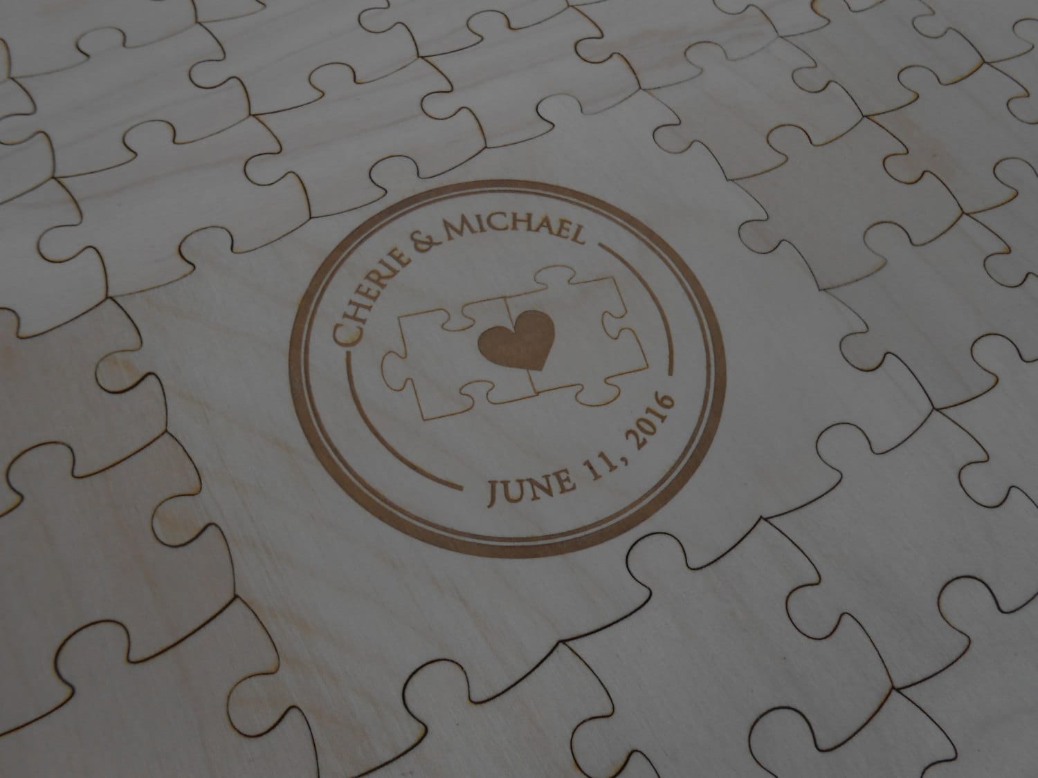 Wood Guest Book Puzzle. Personalized, Guest Book Alternative. Wedding, Shower, Party. LARGE Pieces. Laser Engraved.