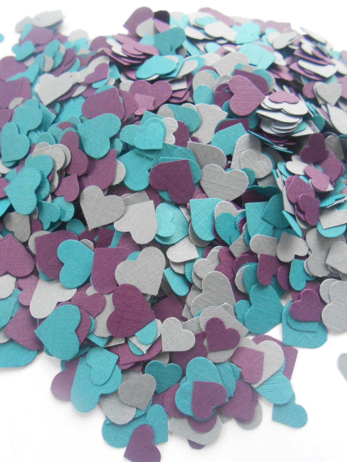 Over 2000 Mini Confetti Hearts Dark Teal Plum Purple Grey Mix