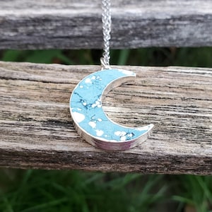Turquoise Moon Necklace. Birthday Gift, Anniversary Gift. Gift For Mom. Moon Pendant