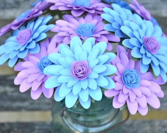 Ramo de flores de papel con margaritas de Gerber. ELIGE TUS COLORES. Centro de mesa, boda, aniversario, cumpleaños, día de la madre, regalo