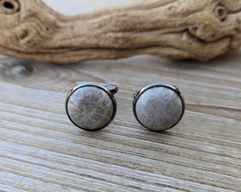 Petoskey Manschettenknöpfe. 16 mm, versteinerte Koralle. Hochzeit, Groomsmen Geschenk, Weihnachtsgeschenk, Geschenk für Papa. Missouri Geschenk