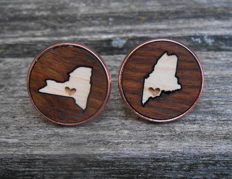 HIS & HERS State Cufflinks. Wood Inlay. Wedding Men's Etsy