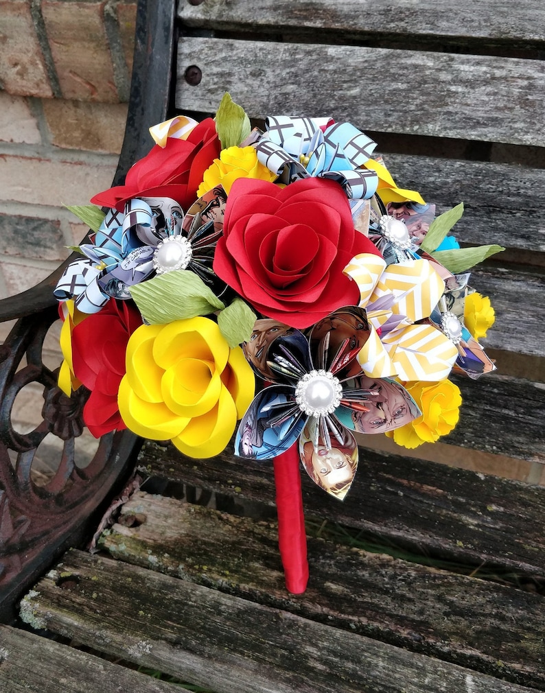 Custom COMIC BOOK Paper Flower Wedding Bouquets Bridesmaid Bride Custom Orders Welcome