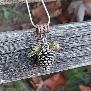 Pinecone & Acorn Necklace. Gift For Mom, Bridesmaids, Kids, Birthday, Christmas, Anniversary Gift