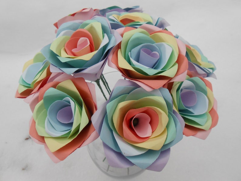 Dozen Pastel Paper Roses. Wedding Easter Spring Etsy