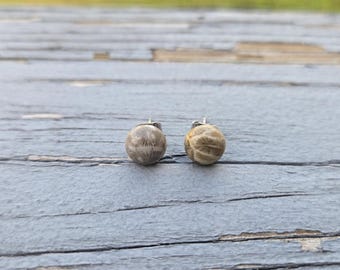 Petoskey Stone Earrings. 8mm Stud Earrings. Fossilized Coral. Wedding, Anniversary Gift, Christmas Gift, Gift For Mom, Birthday Gift.
