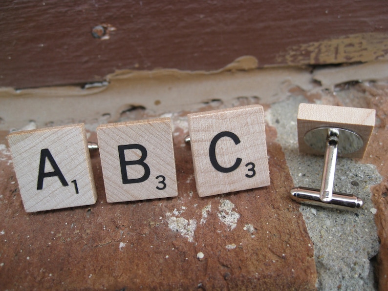 Wedding Groomsmen Gift CHOOSE YOUR LETTERS Monogram Tile Cufflinks Dad Custom Orders Welcome.