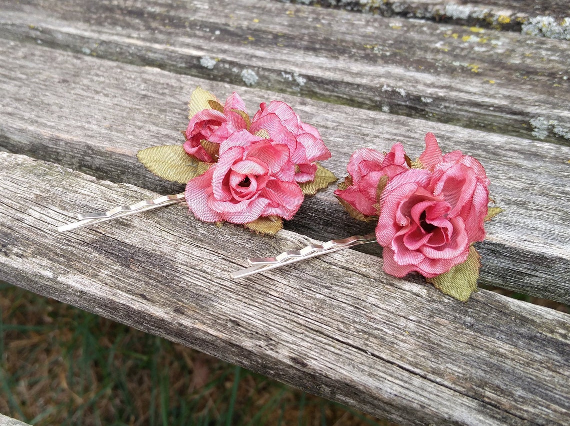 Pink Rose Hair Pieces Set of Two. Perfect for A Bride Flower Etsy