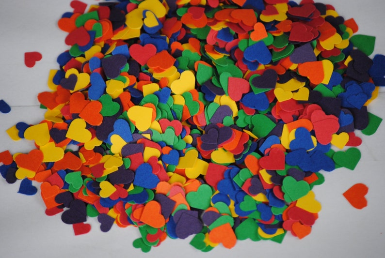 Showers Weddings ROYGBIV Over 2000 Mini Confetti Hearts RAINBOW MIX Decorations