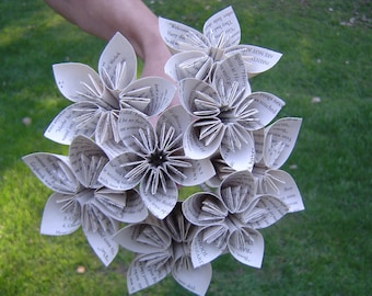 BOOK Origami Paper Flower Bouquet. Custom Orders Welcome. First Anniversary, Home Decoration.