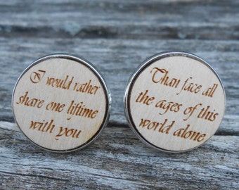 I Would Rather Share One Lifetime Cufflinks. Engraved. Wedding, Groom Gift, Anniversary. Birthday, Christmas, Valentine's