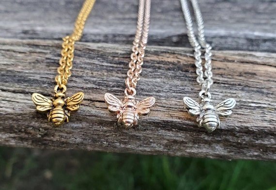 Buy Tiny Bee Necklace Silver Gold Rose Gold. Wedding Gift
