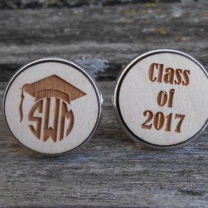 Gemelos de graduación PERSONALIZADOS. Regalo de graduación, monograma, personalizado. Clase de 2018. Regalo único, hijo, hermano, papá. Universidad, escuela secundaria