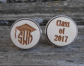 PERSONALIZED Graduation Cufflinks. Grad Gift, Monogram, Custom. Class of 2018. Unique Gift, Son, Brother, Dad. College, High School