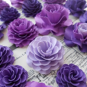 10 Paper Flowers, Cake Decorations, Favors. CHOOSE YOUR COLORS. Weddings, Showers, Events, Parties