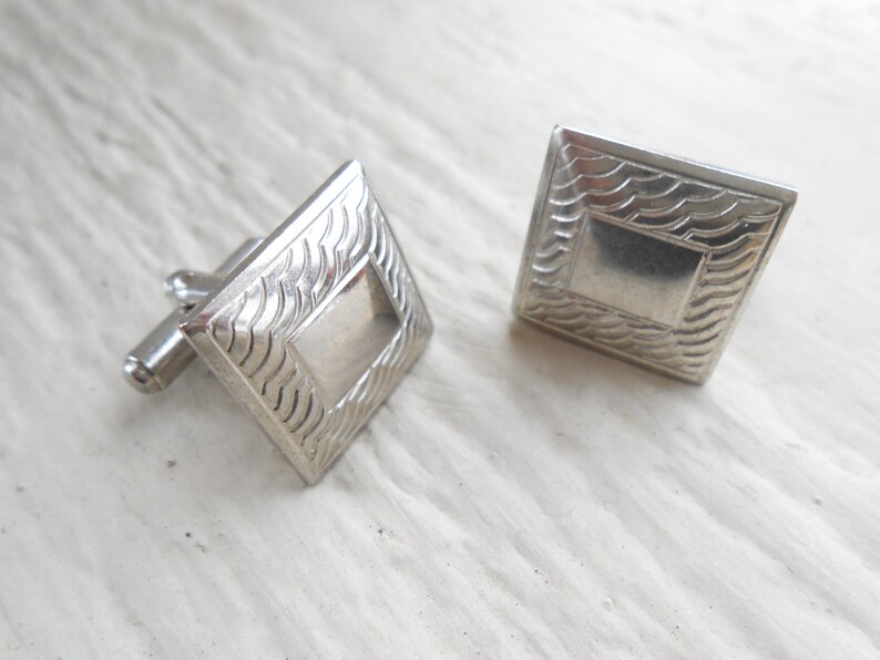 Men/'s Vintage Silver Square Cufflinks Wedding Groomsmen Gift Dad.