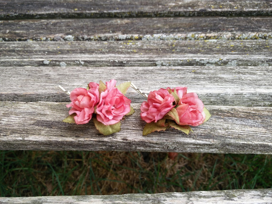 Pink Rose Hair Pieces Set of Two. Perfect for A Bride Flower Etsy