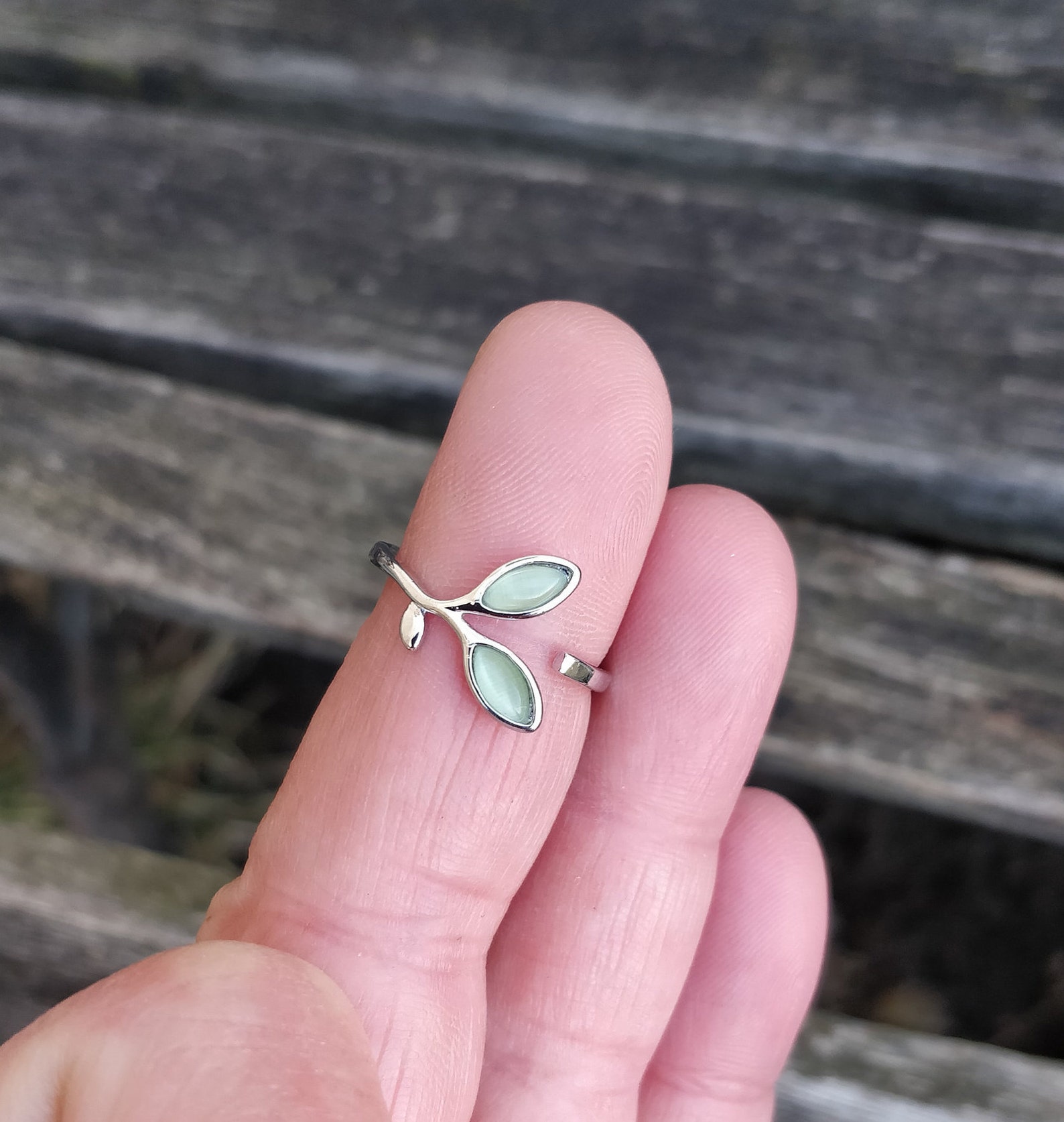 Green Leaf Ring. Silver. Gift for Anniversary Birthday Etsy