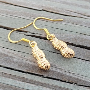 Peanut Earrings. Gold OR Silver. Gift For Her, Anniversary, Birthday, Christmas, Gold Peanut, Silver Peanut