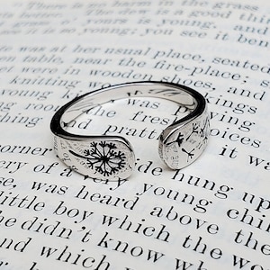 Anello con dente di leone. Regolabile. SCEGLI IL TUO COLORE. Regalo per compleanno, Natale, regali per lei, regali per la mamma. Gioielli con dente di leone.