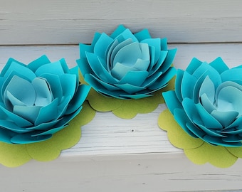 Set of 3 Lotus Flowers. CHOOSE YOUR COLORS. Wedding, Event, Favor. Guest Table Decoration