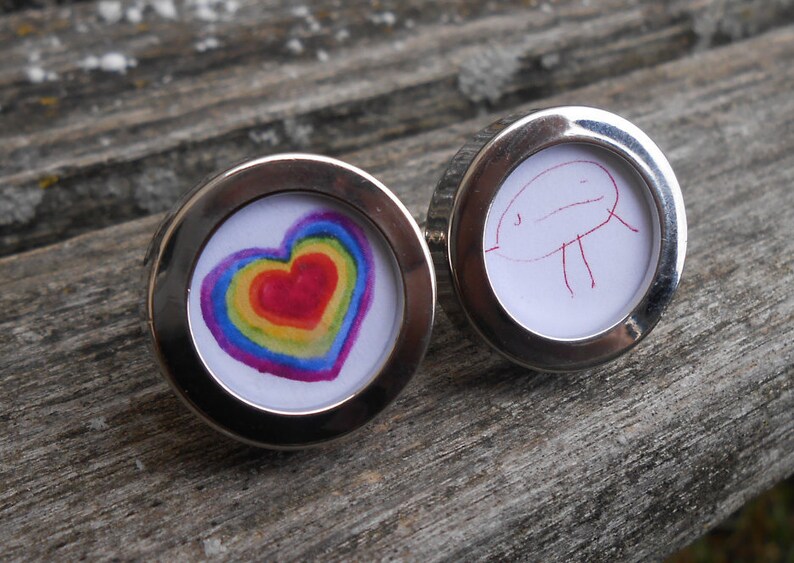 YOUR Children's Art Work Cufflinks. Custom Personalized. Etsy