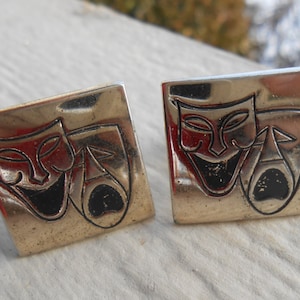 Vintage Theatre Happy, Sad Cufflinks. Mask, Thespian. Wedding, Men&#39;s Gift. Theater. Thespian