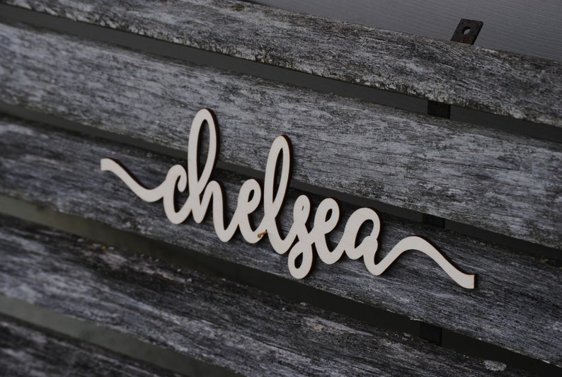 Chelsea Script Name Custom Script Word Sign. Name Sign. Personalized Wood Sign, Laser Cut ...