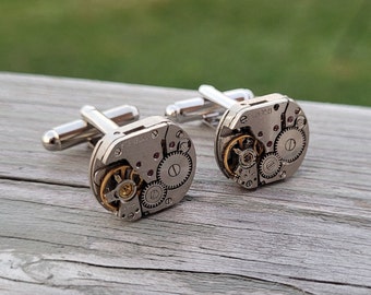 Steampunk Watch Cufflinks. Wedding, Gift For Men, Groom Gift, Dad, Groomsmen. Vintage Watch