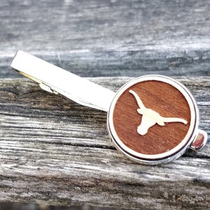 Longhorn Cattle Tie Clip. Laser Engraved. Wedding, Men&#39;s Gifts, Groomsmen Gift, Dad. Gifts For Him.