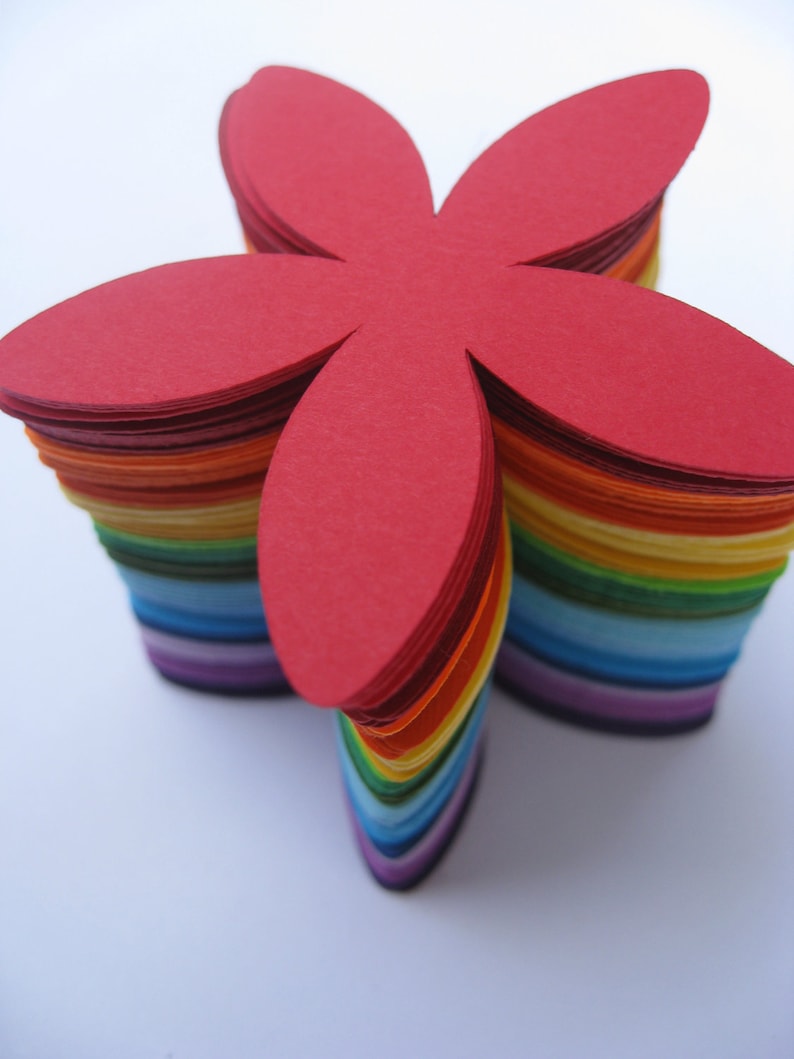 50 Rainbow Flowers, Cardstock. 2 inch. Other Colors And Sizes Available. CUSTOM ORDERS Welcome. ROYGBIV image 2