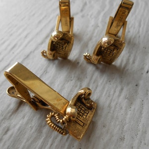 Vintage Phone Cufflinks & Tie Clip. Christmas, Wedding, Men&#39;s, Groomsmen Gift, Dad.