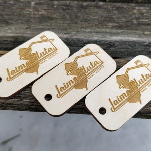 50 YOUR LOGO Tags. Custom Store Tags. Laser Engraved Wood. Custom Orders Welcome. image 5