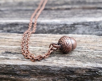 Acorn Necklace. Copper Color. Wedding Gift, Bridesmaid, Mom, Anniversary Gift, Gifts For Her